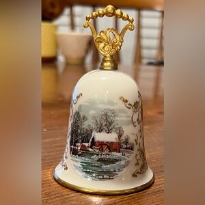 VTG Gorham Fine China Currier & Ives Christmas Bell “American Homestead” 1978
